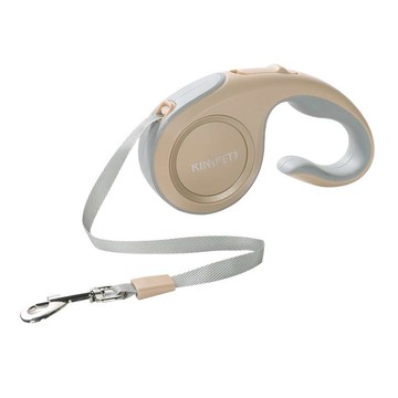 摩達客寵物-Kim Pets 優雅簡約寵物自動伸縮牽繩拉繩/5米長/香檳金_廠商直送