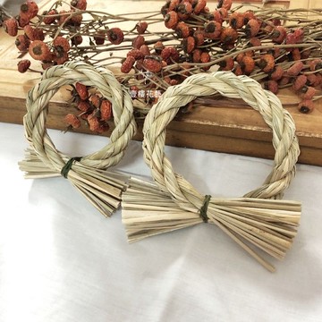 三股注連繩日式注連繩A級新貨10~20公分台灣現貨出貨 日本新年祈福吉祥豐收 標繩 稻草結繩 乾燥花永生花 壹樓花藝雜貨