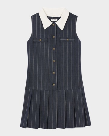 Dolla Pinstriped Drop-Waist Mini Dress