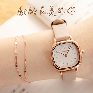 【RADIANT STAR】女人愛美愛自己與你的詩篇1+1獨家禮盒手錶純銀手鍊二件組-白面奶茶帶+玫金手鍊 閨蜜禮 生日禮 送女友 情人節禮物