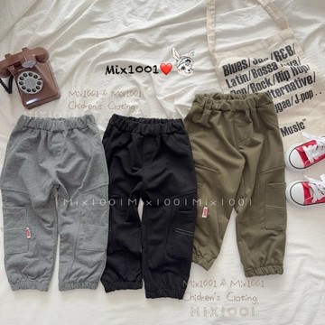 🌈✨mix1001 剪裁車線小紅標縮腳褲✨兒童側口袋紅標棉褲 5-17