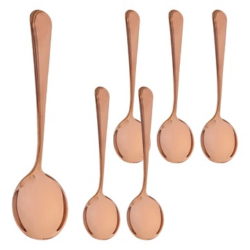 韓式餐具 304不鏽鋼小圓勺 16cm  玫瑰金  6個