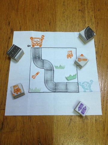 ::用橡皮章玩遊戲::帶我回家　馬路遊戲組