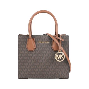 MICHAEL KORS Mercer Logo 吊飾塗層帆布二用包(咖啡色)