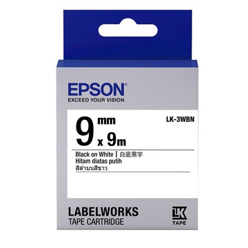 epson lk-3wbn s653401標籤帶 一般系列 9mm 白底黑字