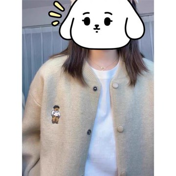 軟糯小熊刺繡毛衣外套女2025秋冬新款圓領針織衫初春開衫外搭上衣