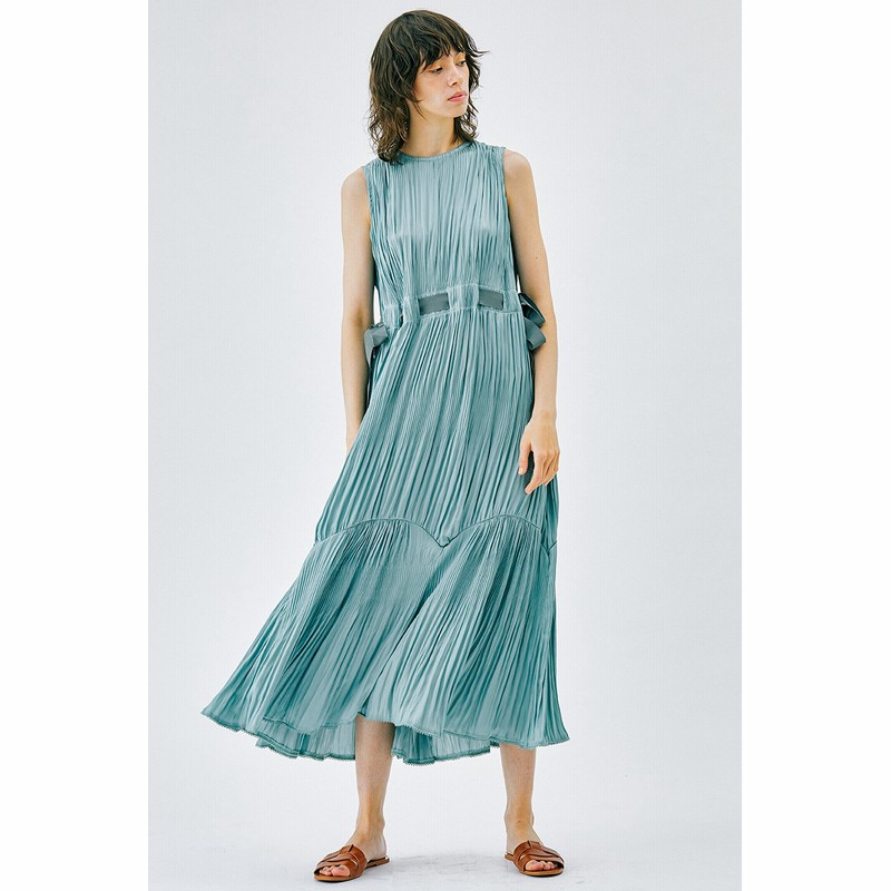 Lanvin En Bleu ランバン オン ブルー ギャザープリーツワンピース レディース ライトグリーン 38 通販 Lineポイント最大1 0 Get Lineショッピング