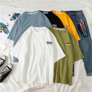 韓版寬鬆卡通圖案短袖上衣【T477】