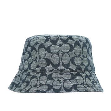 COACH CC Logo Chambray 織布漁夫帽 XS-S(藍色)