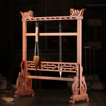 紅木筆架毛筆掛毛筆擱 20針祥云實木質毛筆架掛筆架文房四寶