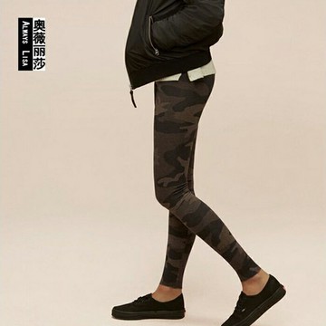 歐美春夏季新款任意裁迷彩百搭九分小腳褲韓版顯瘦瑜伽運動打底褲