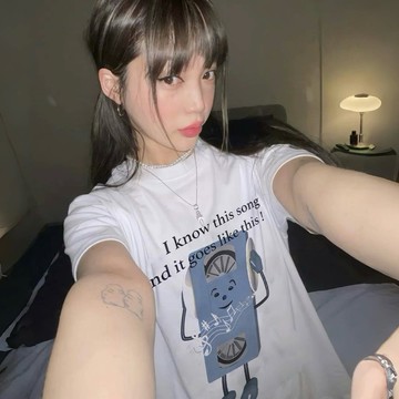 G84 CU🇰🇷現貨🖤復古卡帶🖤個性搞怪印花 休閒百搭短袖T恤上衣 大學T 短袖上衣 百搭T恤 情侶裝 閨蜜裝