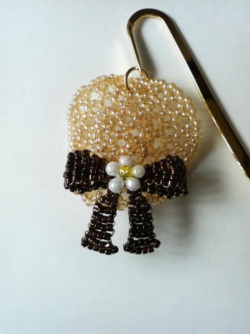 帽子書籤 香檳金 典雅 蕾絲 珠飾 栞 索引 筆記 麥稈帽 緞帶 棕色 花朵 懷舊 田園 復古