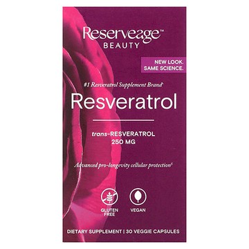 Reserveage Beauty, 白藜蘆醇素食膠囊，250 毫克，30 粒