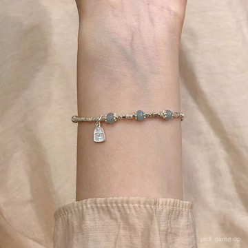 s925純銀琉璃清夢手鏈女ins 小衆設計新中式碎銀無事牌手串不掉色
