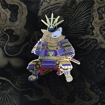 貓貓日本武士/長谷川景元/別針/金屬徽章/7cm高/江戶猫物語