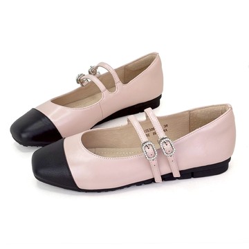 Pandora 唯美雙帶拼接真皮瑪莉珍平底鞋