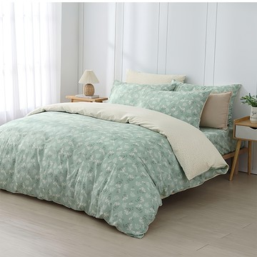 鴻宇寢飾 100%精梳純棉薄被套 C20152 180X210CM 台灣製  雙人  菲歐娜 淺綠色