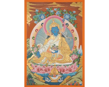 精美喜馬拉雅唐卡－手工雕刻藥師佛飾以金色點綴