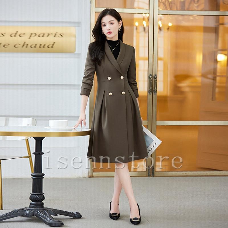 ミセス向き　新品未使用　軽量ロングコート　高級婦人服　三越購入 RUIRUE BOUTIQUE トレンチコート レディース スプリングコート