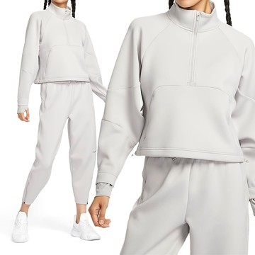 Nike Prima HZ Top 女款 灰色 運動 休閒 訓練 速乾 半拉鍊式 口袋 圓領 長袖 FB5231-014