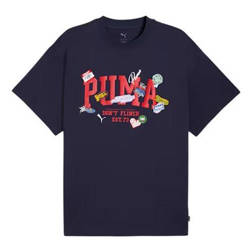 Puma 短袖上衣 男裝 棉質 寬鬆 歐規 藍【運動世界】63283601