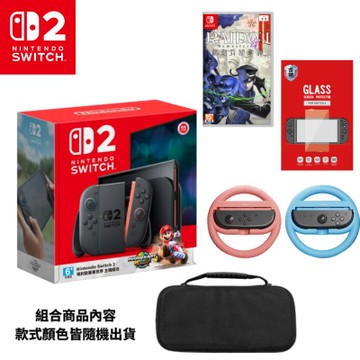 【Nintendo 任天堂】NS2 瑪利歐賽車世界同捆主機+NS 雷道Remastered 超力兵團奇譚+方向盤+收納包+保護貼 台灣公司貨