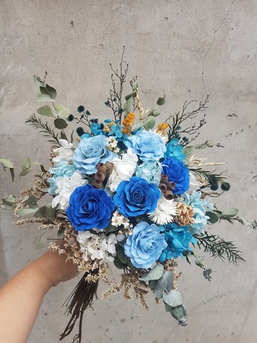 海藏設計│個性。海軍藍乾燥捧花/永生花捧花