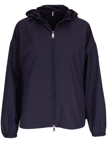 Moncler - hooded zip-up jacket - women - Nylon/Polyester - 46 - Blue