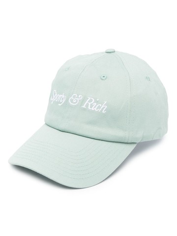 Sporty & Rich - logo-embroidered cotton baseball cap - unisex - Cotton - One Size - Green
