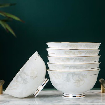 米飯碗湯碗面碗菜盤深盤組合歐式骨瓷餐具景德鎮陶瓷套裝家用創意