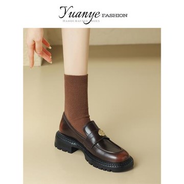原野厚底學院樂福鞋日常舒適真皮單鞋子女2025今年春秋新款小皮鞋