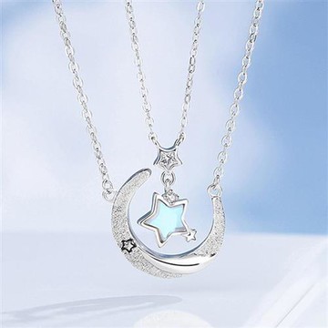 【巴黎精品】現貨+預購 頂級925純銀項鍊鎖骨鏈情人節禮物情侶對鍊配件-星星月亮情侶項鍊2款a1kp10