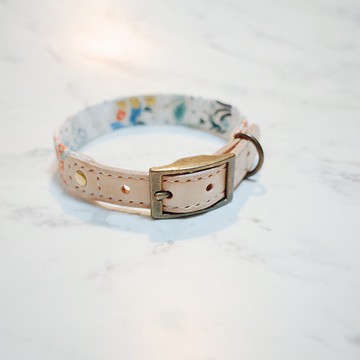 狗 項圈 M號 浪漫花草 金漆福葉 附鈴鐺 可加購吊牌