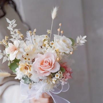 【GOODLILY flower】粉白色韓式輕捧花 (永生花&乾燥花) 求婚 告白