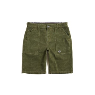 EDWIN 加大碼 冰河玉斜紋 迦績 迷彩工裝丹寧短褲-男款 (墨綠色)