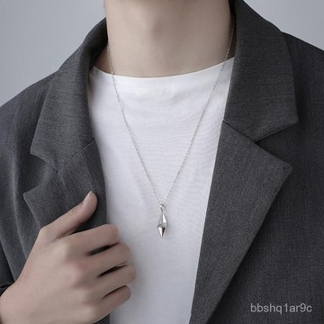 📿限時下殺📿幾何菱形日韓項鏈男潮立體閃電ins簡約飾品高級男士吊墜韓版森係 項鍊 鈦鋼項鍊 長項鍊 男生項鍊 醫療鋼項鍊