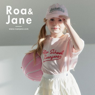 韓國專櫃 RoanJane 草莓牛奶粉美式英文短袖上衣