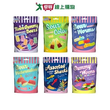 JUICEEGUMMEEQQ軟糖系列(霓虹小熊/酸糖可樂/酸糖粉蟲/酸糖粉西瓜/彩鯊/水果蟲)(70G/包)【愛買】
