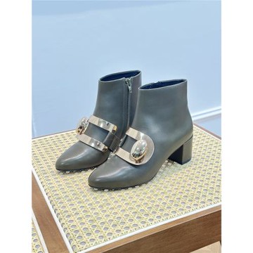 STELLA LUNA 秋冬真皮圓頭粗跟金屬扣飾短靴女切爾西靴SLP317075