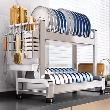 免運開發票 碗碟架 廚房瀝水架 水槽置物架 304不銹鋼廚房碗碟置物架碗盤瀝水架多功能放碗架碗筷收納盒碗柜 快速出貨