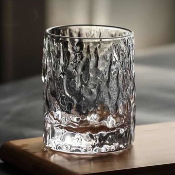 冰川紋玻璃杯新款潮高顏值水杯女果汁飲料杯ins風杯子咖啡杯酒杯