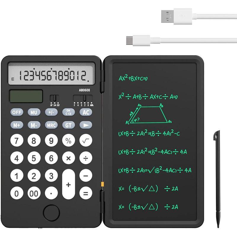 NEWYES 電卓付き電子メモパッド ソーラー Type C充電可 折りたたみ式 ワンタッチ消去 多機能 計算機 デジタルペーパー 電卓 デ