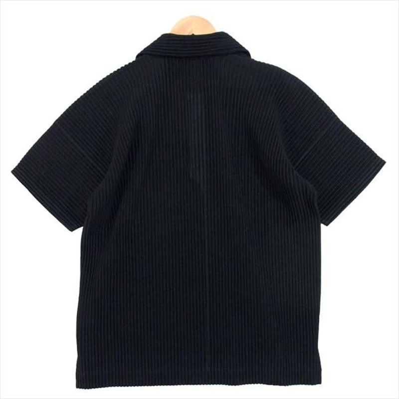 約61cmHOMME PLISSÉ オムプリッセ イッセイミヤケ　半袖シャツ　2 M 黒