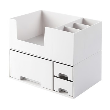 小麥購物 雙層抽屜收納盒  1個  白色