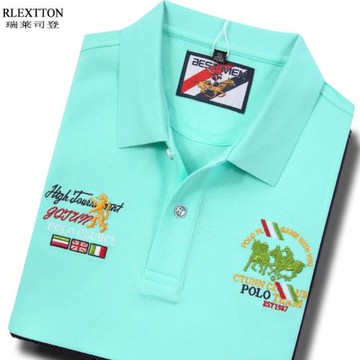 夏季新款純棉短袖珠地網眼休閑T恤保羅POLO衫男裝大碼商務上衣服