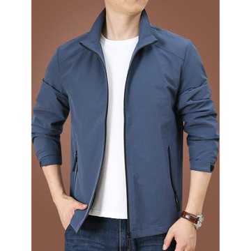 立領男士春季外套薄款短款休閑夾克男春秋款寬松大碼男裝上衣時尚