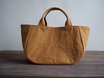 定制 ARMY DUCK 圓形手提包帶蓋 M 駝色