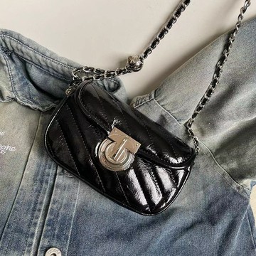 Bag House👜 小香風菱格鏈條小方包女銀色包包高級感洋氣轉運珠單肩斜挎包