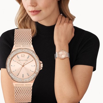 Michael Kors MK Lennox 時尚大三針晶鑽米蘭帶女錶 雙12購物節 送禮首選-37mm MK7336